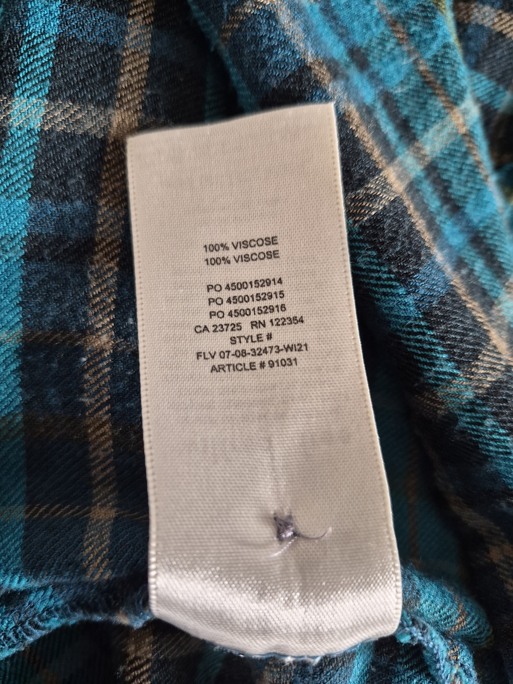 Wilfred Free Aritzia Teal Plaid Button Down Blouse Dark Academia Coquette Small - Picture 4 of 10